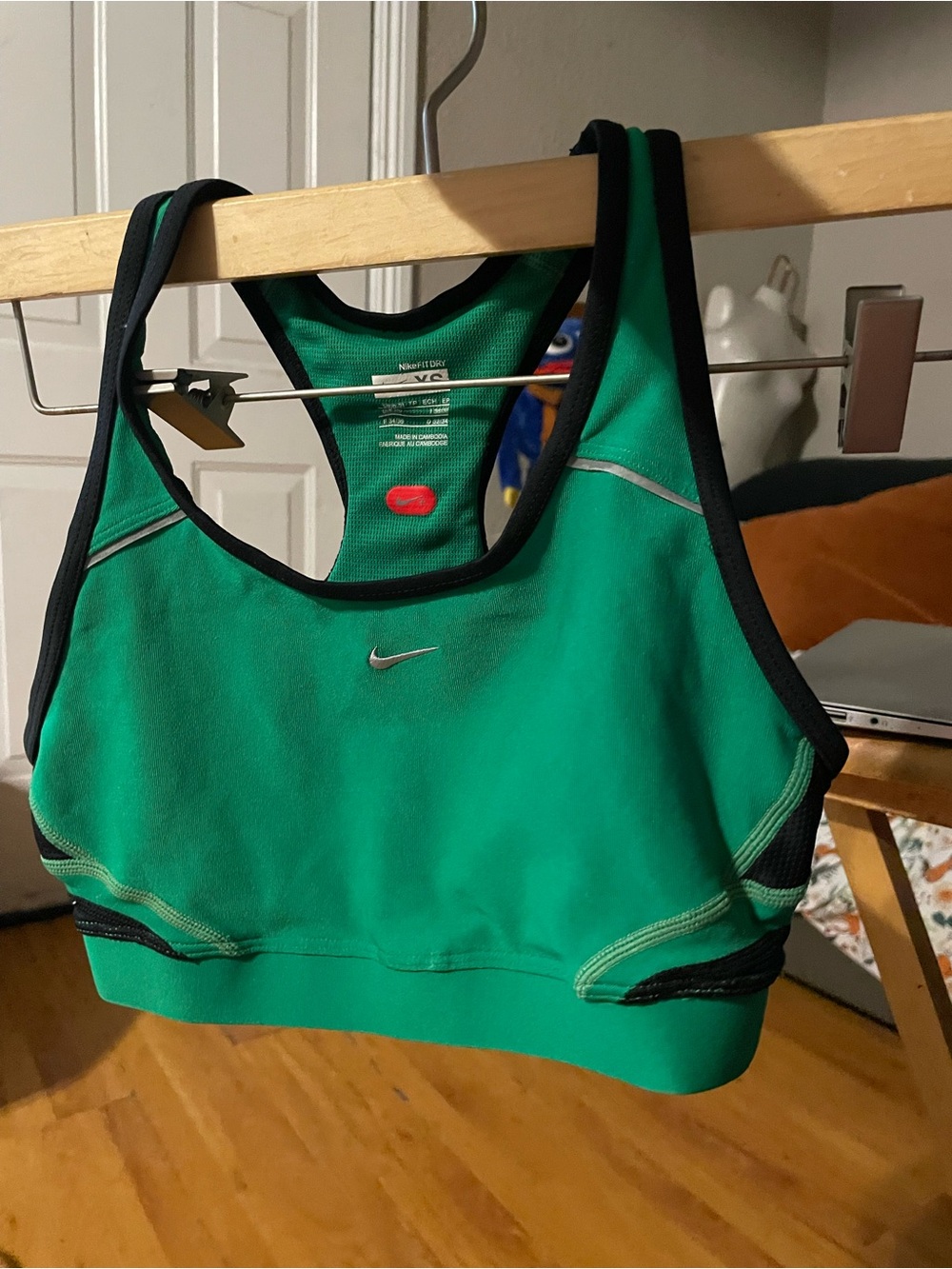 Nike Green Racerback Support Sports Bra with Black Trim